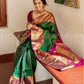 Bollywood Style kanchipuram silk Traditional Green Colore Saree Bold And Beautiful Saree With Weaving Silk Exclusive Indian Wedding Saree