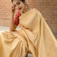 Cream Beautiful Rich Pallu Jaquard Work Saree With Contrast Blouse Piece For Womens