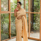 Cream Beautiful Rich Pallu Jaquard Work Saree With Contrast Blouse Piece For Womens