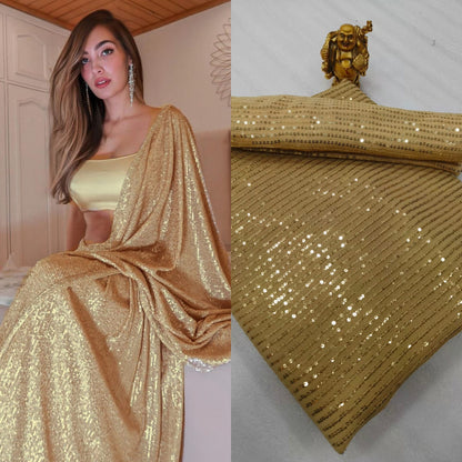 SEQUINS RANI NEW BLOCK BUSTER BOLLYWOOD 3MM EMBROIDERY DOUBLE SEQUINS WORK PARTYWEAR SAREE FOR WOMEN'S