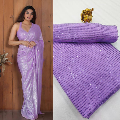 SEQUINS RANI NEW BLOCK BUSTER BOLLYWOOD 3MM EMBROIDERY DOUBLE SEQUINS WORK PARTYWEAR SAREE FOR WOMEN'S
