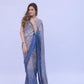 Fancy Blue Georgette Digital Printed Sequence Embroidery Saree For women's