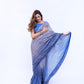 Fancy Blue Georgette Digital Printed Sequence Embroidery Saree For women's