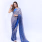 Fancy Blue Georgette Digital Printed Sequence Embroidery Saree For women's