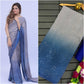 Fancy Blue Georgette Digital Printed Sequence Embroidery Saree For women's