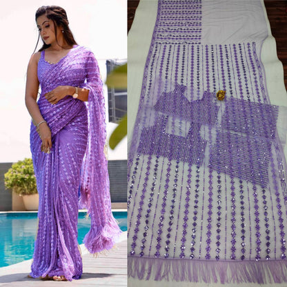 Indian Wedding Saree  Heavy Embroidery work  Blouse Party Wear Saree For Women And Girls