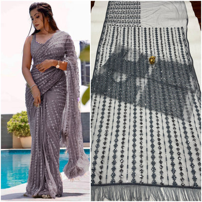 Indian Wedding Saree  Heavy Embroidery work  Blouse Party Wear Saree For Women And Girls