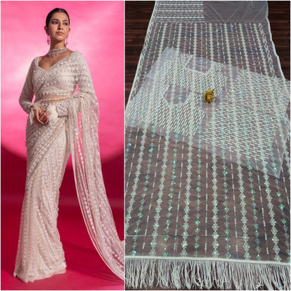 Indian Wedding Saree  Heavy Embroidery work  Blouse Party Wear Saree For Women And Girls