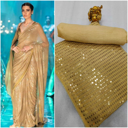 New Heavy Designer Georgette With Heavy Sequence Embrodery Work Beautiful Saree