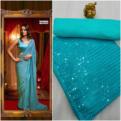 New Heavy Designer Georgette With Heavy Sequence Embrodery Work Beautiful Saree
