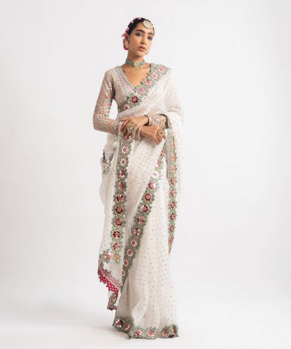 Bollywood Designer Saree for Women – Heavy Faux Georgette with Sequins & Mirror Work, Stitched Blouse