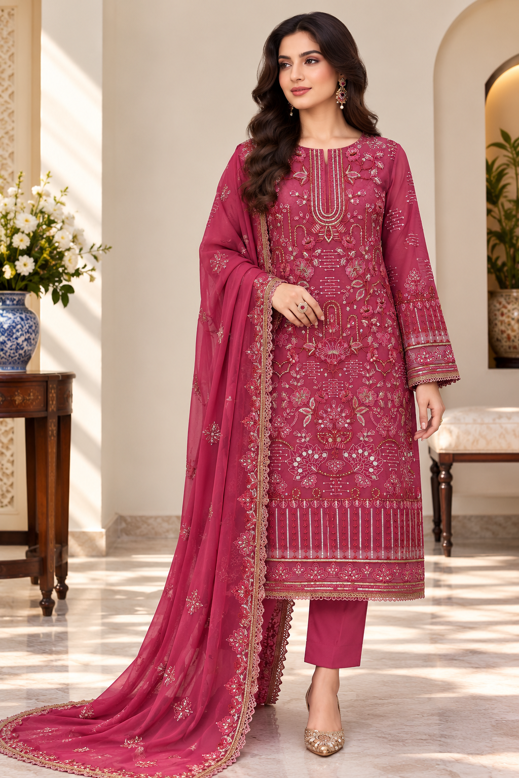 Attractive Georgette Sequence Embroidery Multi Purpose Semi-Stitched Pakistani Salwar Suit Material