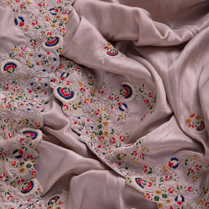 Purple Silk Modal Embroidered Breezy Light Weight Saree with Blouse Piece By Dealbazaars