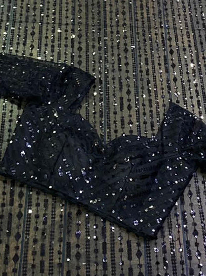 Black Saree Color With Sequence Work Bollywood Saree for Festival Party Wear Saree