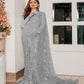 Grey Bollywood Celebrity Style Designer Sequence Lace Border Saree Indian Wedding Beautiful Saree Customize Silk Blouse With Ready To Wear Saree