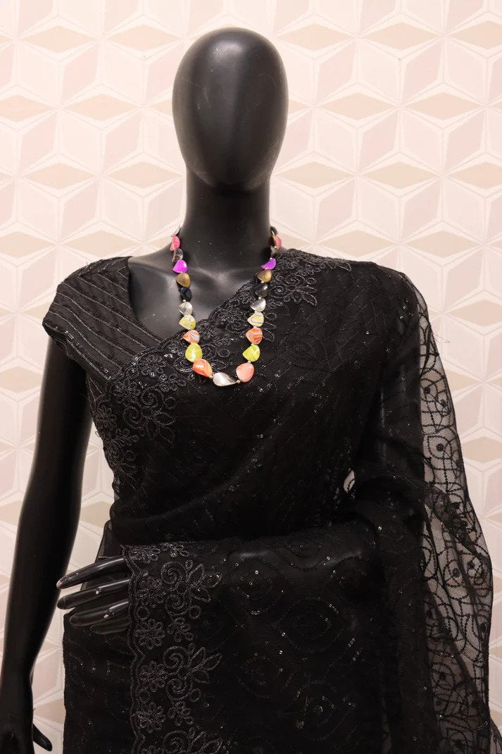 Black Saree with Blouse,Sarees India,Sarees for Party,Sarees for Wedding,wedding saree,Brocade Saree,Zari border saree ,bridal saree blouse