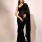 Bollywood Style Black Georgette Thread Sequin Work Saree For Party Wear