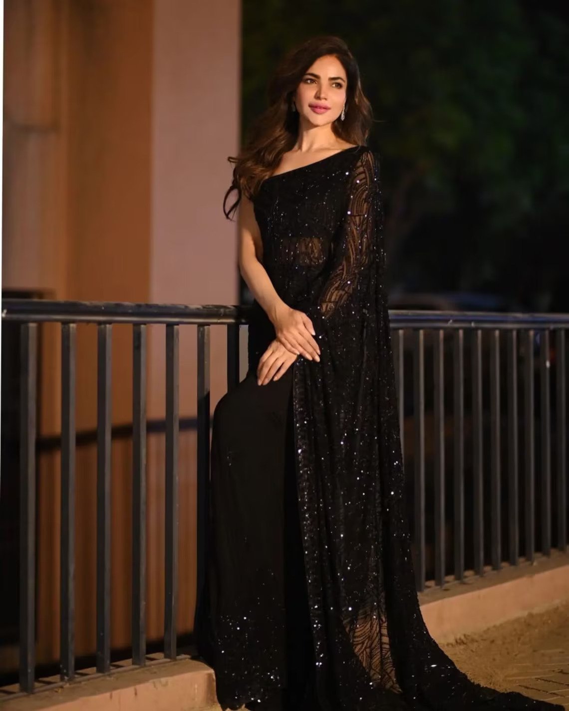 Gorgeous Black Georgette Heavy Sequin work Party Wear Saree