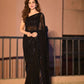 Gorgeous Black Georgette Heavy Sequin work Party Wear Saree