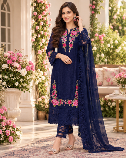 Pakistani Look Chinon Sequence Embroidery Wonderful Semi-Stitched Salwar Suit Material
