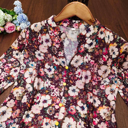 FLORAL MUSLIN  STYLISH TUNIC SHORT KURTA FOR GIRLS AND WOMEN WESTERN TOPS