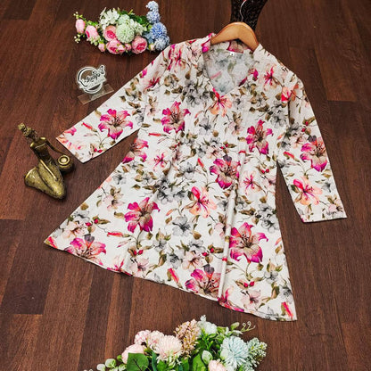 FLORAL MUSLIN  STYLISH TUNIC SHORT KURTA FOR GIRLS AND WOMEN WESTERN TOPS