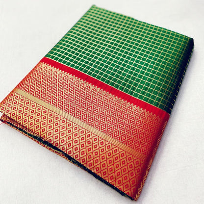 Green Color New Design soft lichi silk golden jari design in All over the body With heavy Jaquard border design Saree South Indian Saree