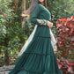 Women's Green Color Full Stitched Faux Georgette Gown with Santoon inner and Net Dupatta Embroidered Gown