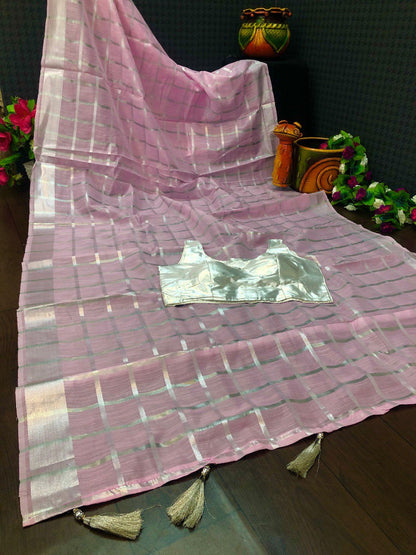 Trending Wedding Wear Real Silver Zari Border Silk Cotton Sarees, With Stitched Blouse