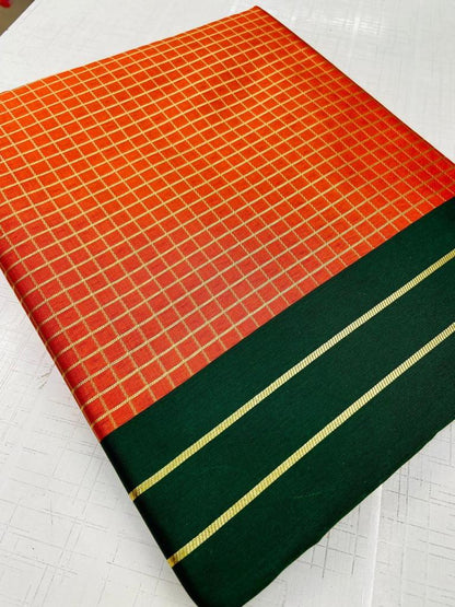 Orange Tussar Silk Banarasi Women's Traditional Style Silk Saree With Attach Unstitched Blouse Piece