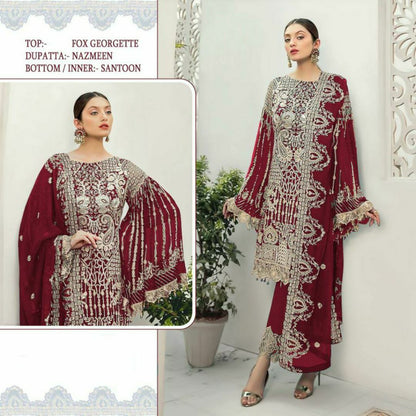 DESIGNER PAKISTANI SUITS COLLECTION BEAUTIFUL STYLISH FANCY COLORFUL PARTY WEAR & OCCASIONAL WEAR FAUX GEORGETTE EMBROIDERED DRESSES