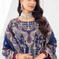 NAVY BLUE PAKISTANI WEDDING COLLECTION FAUX GEORGETTE FABRIC WITH EMBROIDERY WORK SEMI STITCHED SALWAR KAMEEZ SUIT