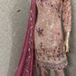 Women's Light Peach Georgette Embroidered Semi Stitched Salwar Kameez With Dupatta