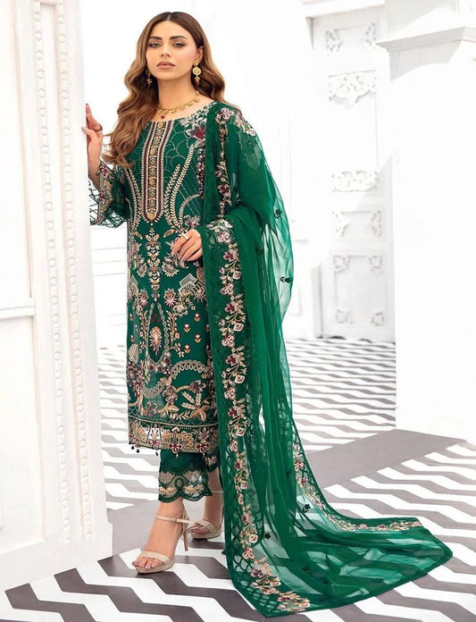 Beautiful Partywear Green Kurta Set with Duppatta, Pakistani Designer Georgette piece Salwar Kameez for Weddings Readymade Dresses