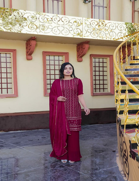 Deep Pink Salwar Kameez Suit For Women Latest Designer Kurta Palazzo set Indian Wedding Festival Wear Shalwar Suit Traditional Dresses