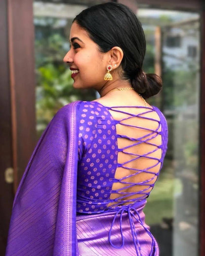 Superb Blue Color Beautiful Jacquard Work Trendy Wedding Saree for Women's