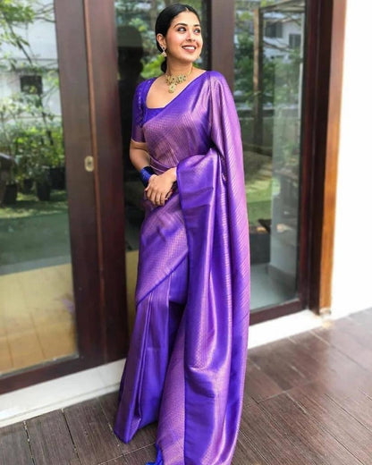 Superb Blue Color Beautiful Jacquard Work Trendy Wedding Saree for Women's