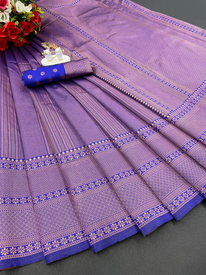 Superb Blue Color Beautiful Jacquard Work Trendy Wedding Saree for Women's