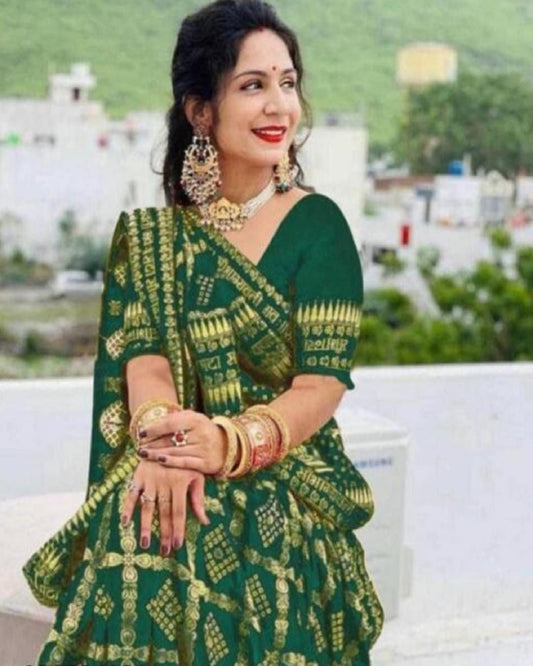 Superb Green Color Beautiful Jacquard Work Trendy Wedding Saree