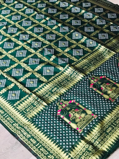 Superb Green Color Beautiful Jacquard Work Trendy Wedding Saree