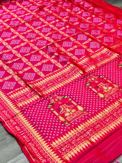 Superb Pink Color Beautiful Jacquard Work Trendy Wedding Saree