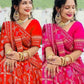 Party wear Kanjeevaram Soft Silk Red Jacquard Saree With Blouse