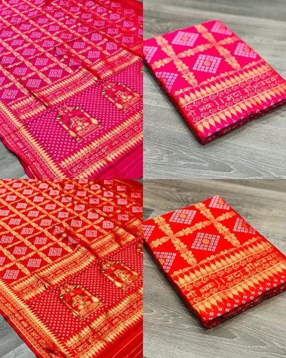 Superb Pink Color Beautiful Jacquard Work Trendy Wedding Saree