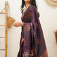 Women's Kanchipuram Banarasi Lichi Silk Kanjivaram Saree With Plain Unstitched Blouse Piece