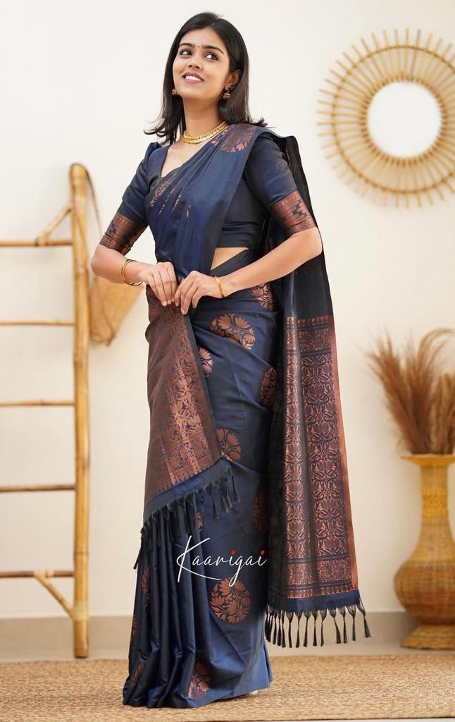Women's Kanchipuram Banarasi Lichi Silk Kanjivaram Saree With Plain Unstitched Blouse Piece