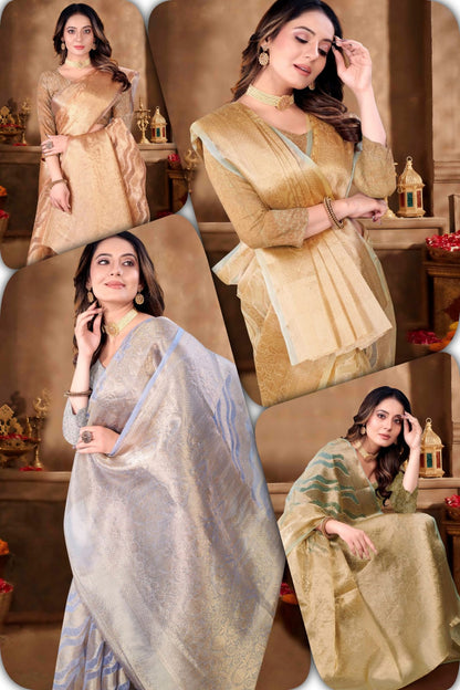 Fancy Soft Organza Silk Saree Party Wear Traditional Collection For Womens