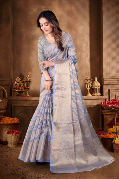 Fancy Soft Organza Silk Saree Party Wear Traditional Collection For Womens