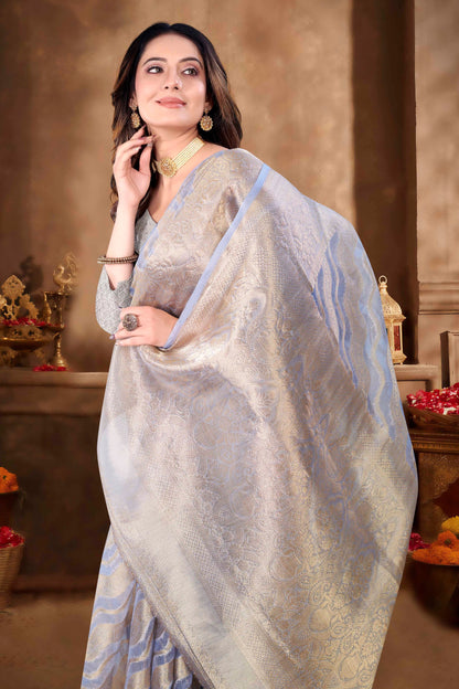 Fancy Soft Organza Silk Saree Party Wear Traditional Collection For Womens