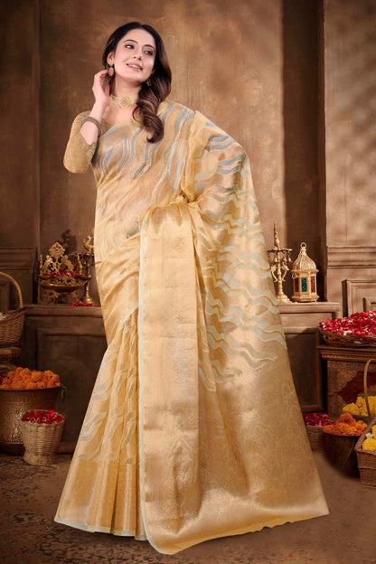 Fancy Soft Organza Silk Saree Party Wear Traditional Collection For Womens