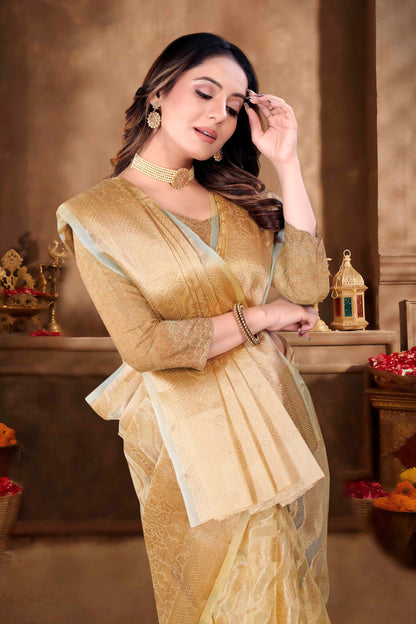 Fancy Soft Organza Silk Saree Party Wear Traditional Collection For Womens